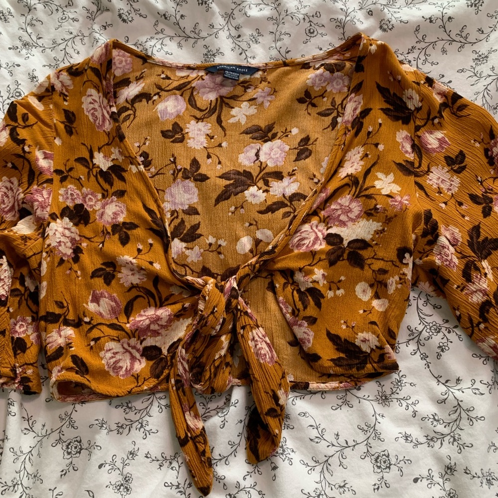 Floral tie blouse